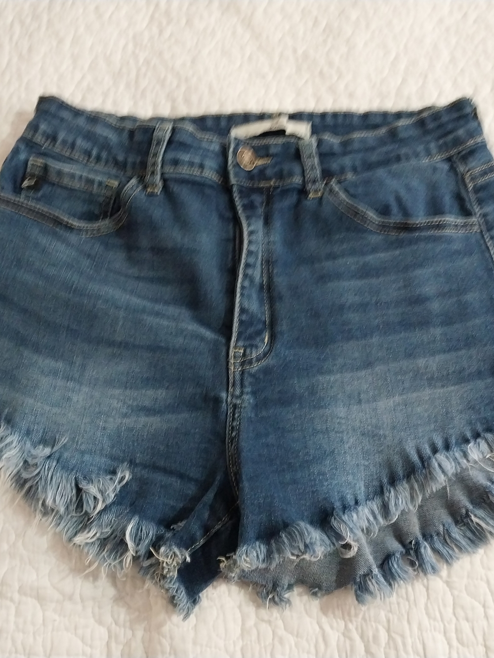 Kan Kan Women’s High-Waist Distressed Denim Shorts - Blue Size 11/29